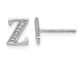 Accent Diamond Serif Letter - Z - Charm Earrings in 14K White Gold